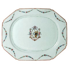 Chinese Export Porcelain Armorial Dish- Morgan impaling Warton Coat of Arms