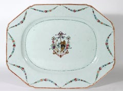Chinese Export Porcelain Armorial Dish- Morgan impaling Wharton Coat of Arms