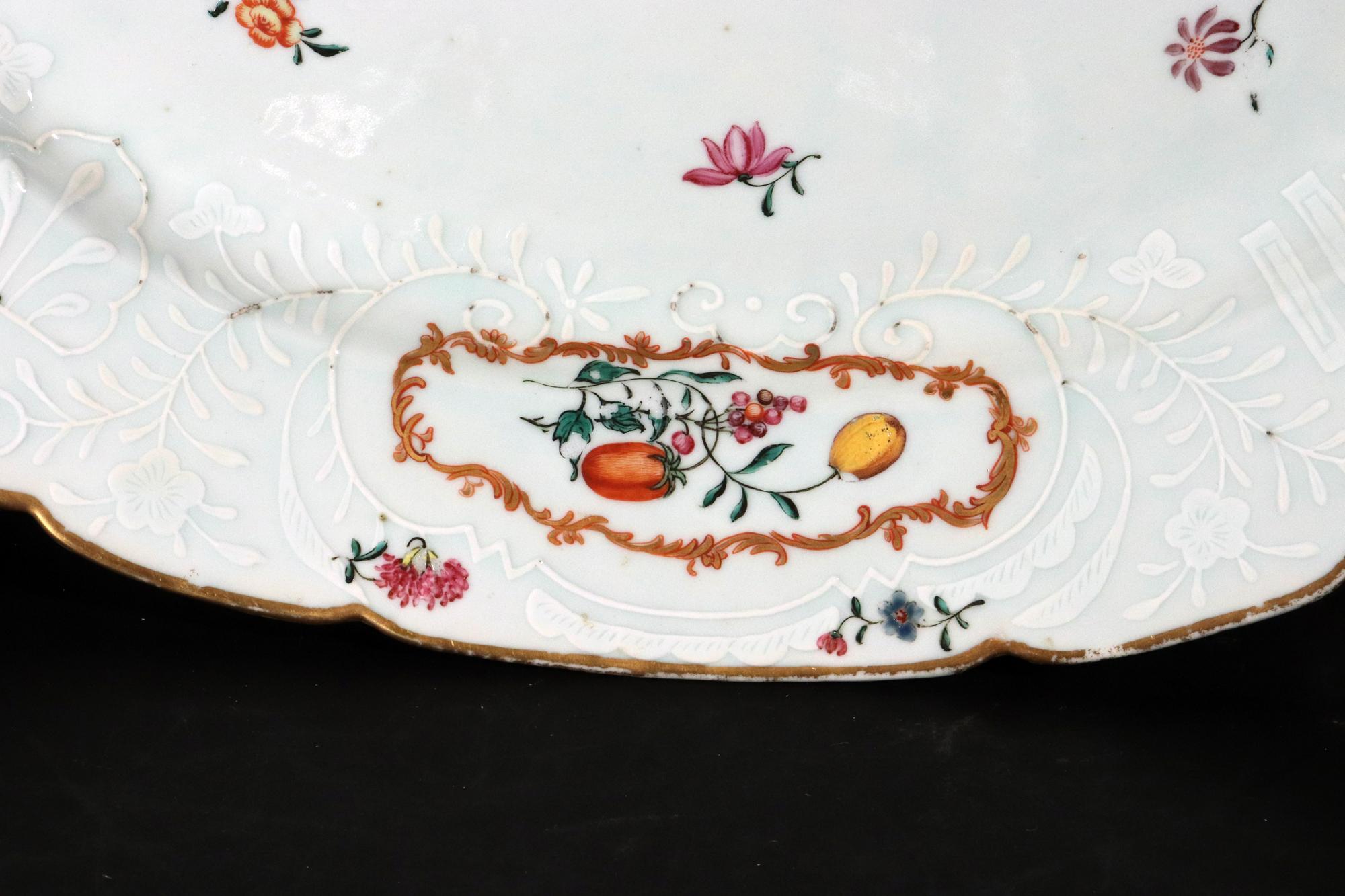 18th Century Chinese Export Porcelain Armorial Dish with Coat of Arms with Elephant For Sale