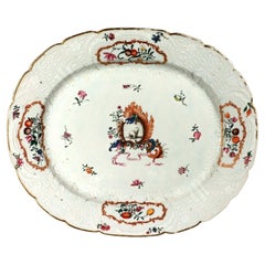 Chinese Export Porcelain Armorial Dish with Coat of Arms with Elephant