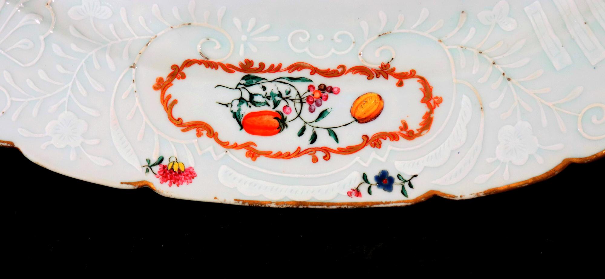 18th Century Chinese Export Porcelain Armorial Dish with European Coat of Arms For Sale