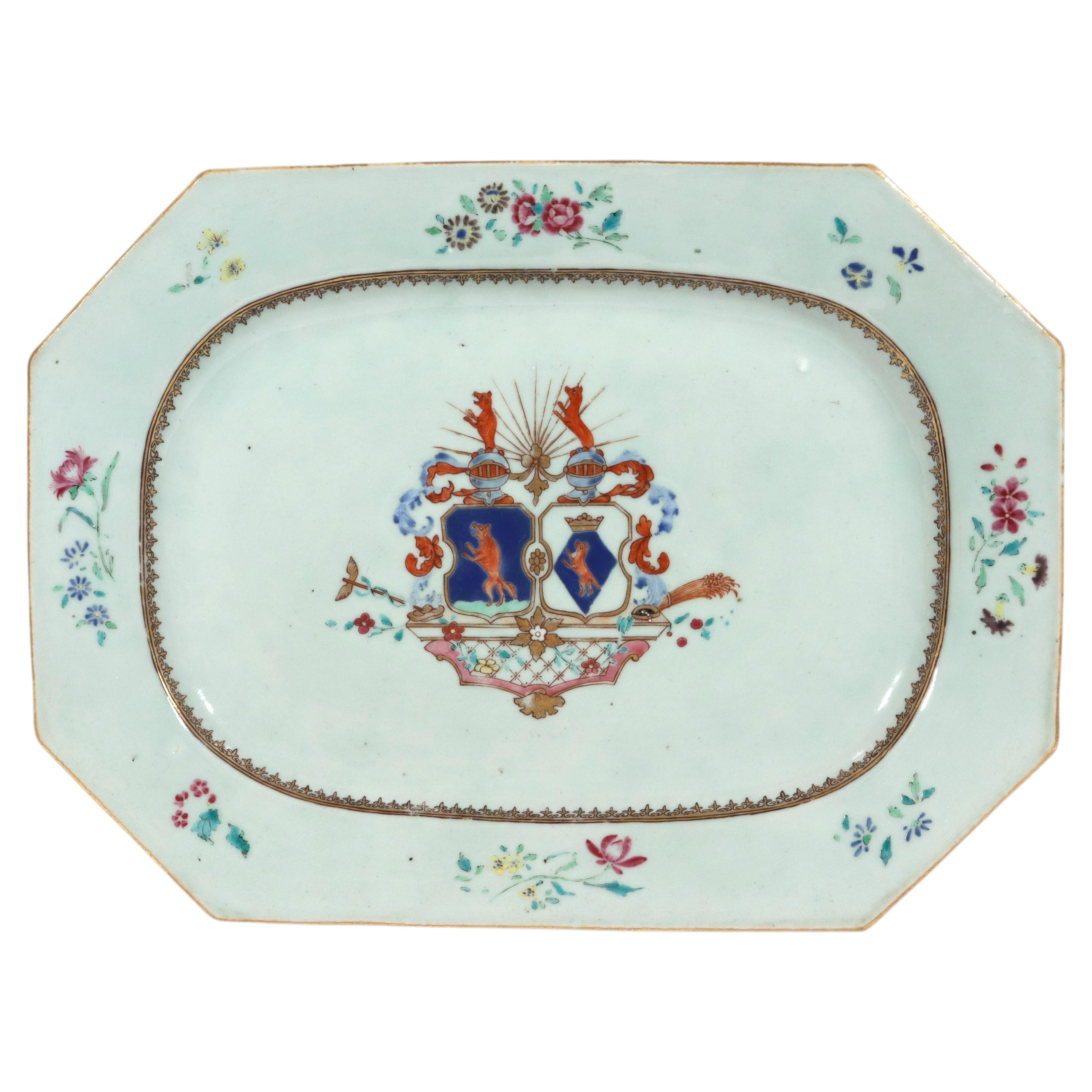 Chinese Export Porcelain Armorial Dish with European Coat of Arms