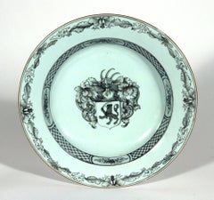 Chinese Export Porcelain Armorial En Grisaille Soup Plates