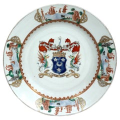 Chinese Export Porcelain Armorial Plate, Coat of Arms of Arbuthnott, Circa 1745