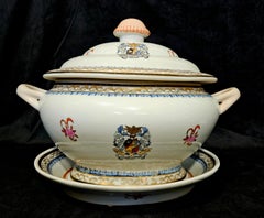 Chinese Export Porcelain Armorial Soup Tureen And Undertray 19th Century