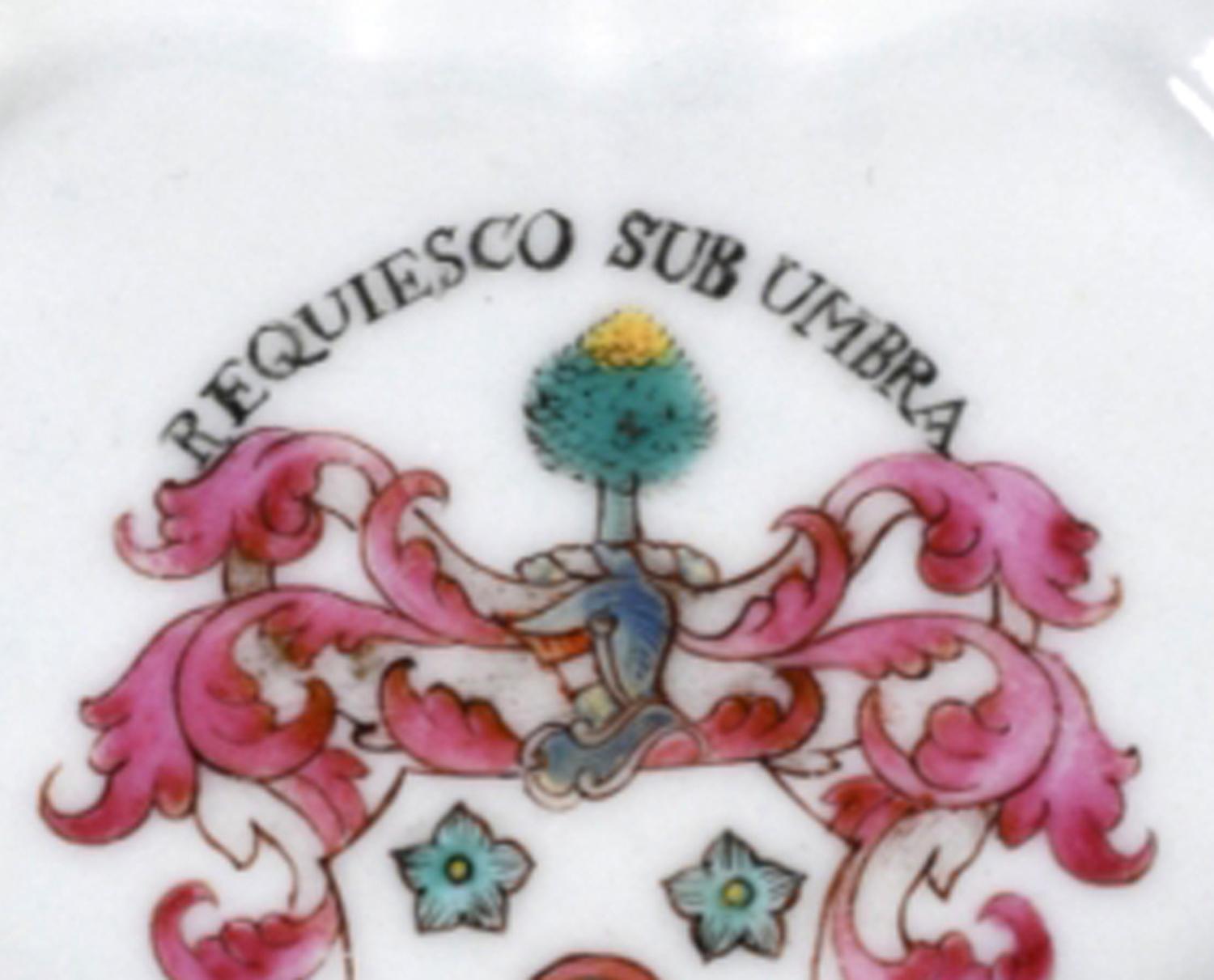 Chinese Export Porcelain Armorial Spoon Tray, Arms of Hamilton For Sale 7
