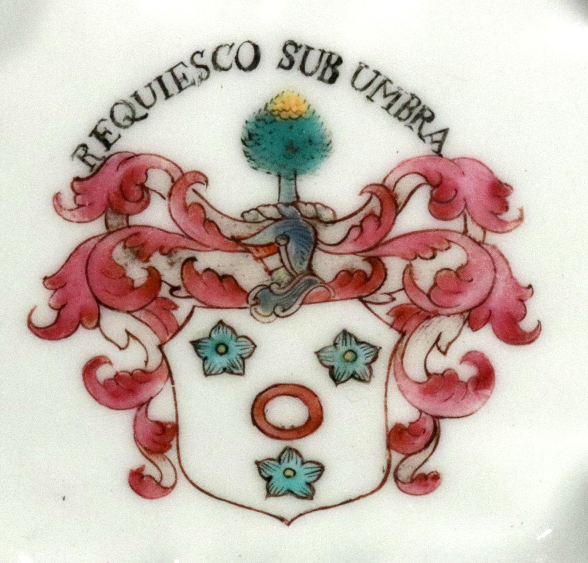Chinese Export Porcelain Armorial Spoon Tray, Arms of Hamilton For Sale 5