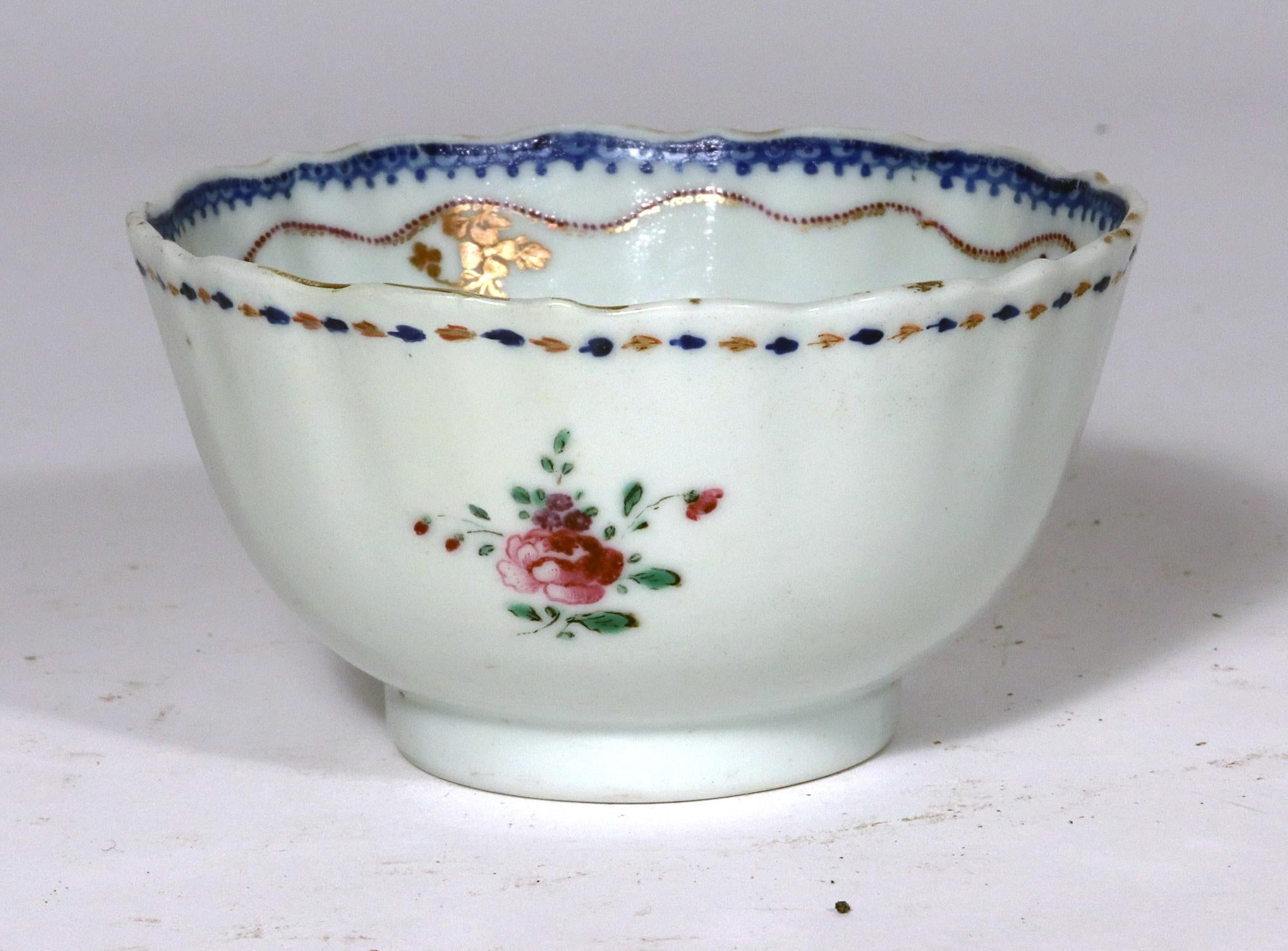 Chinese Export Porcelain Armorial Tea Bowl & Saucer with Initials MJ For Sale 2