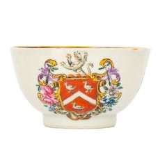 Chinese Export Porcelain Armorial tea cup and saucer, Qianlong, circa 1765