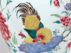 Chinese Export Porcelain Baluster Famille Rose Vases With Cockerels