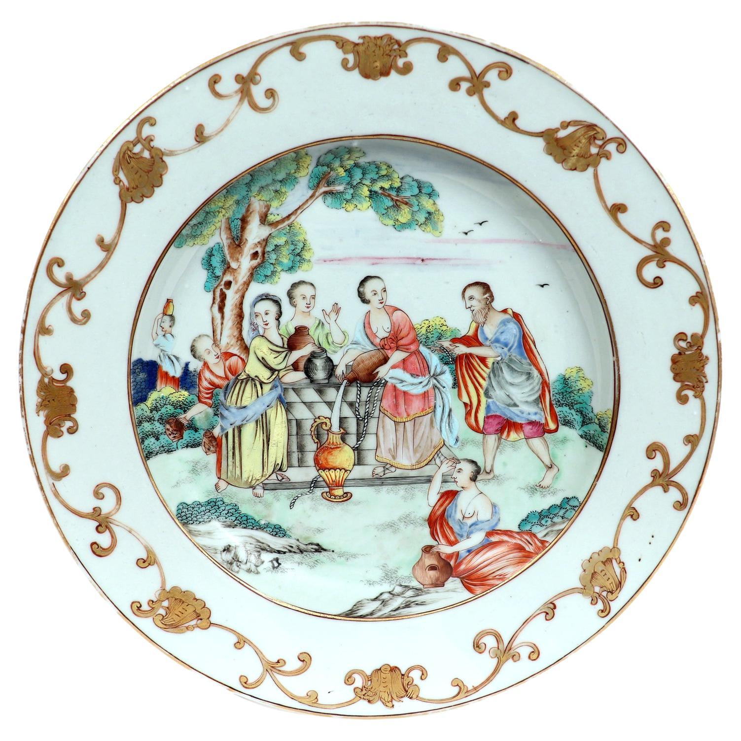 Chinese Export Porcelain Biblical "Rebecca at the Well" Plate