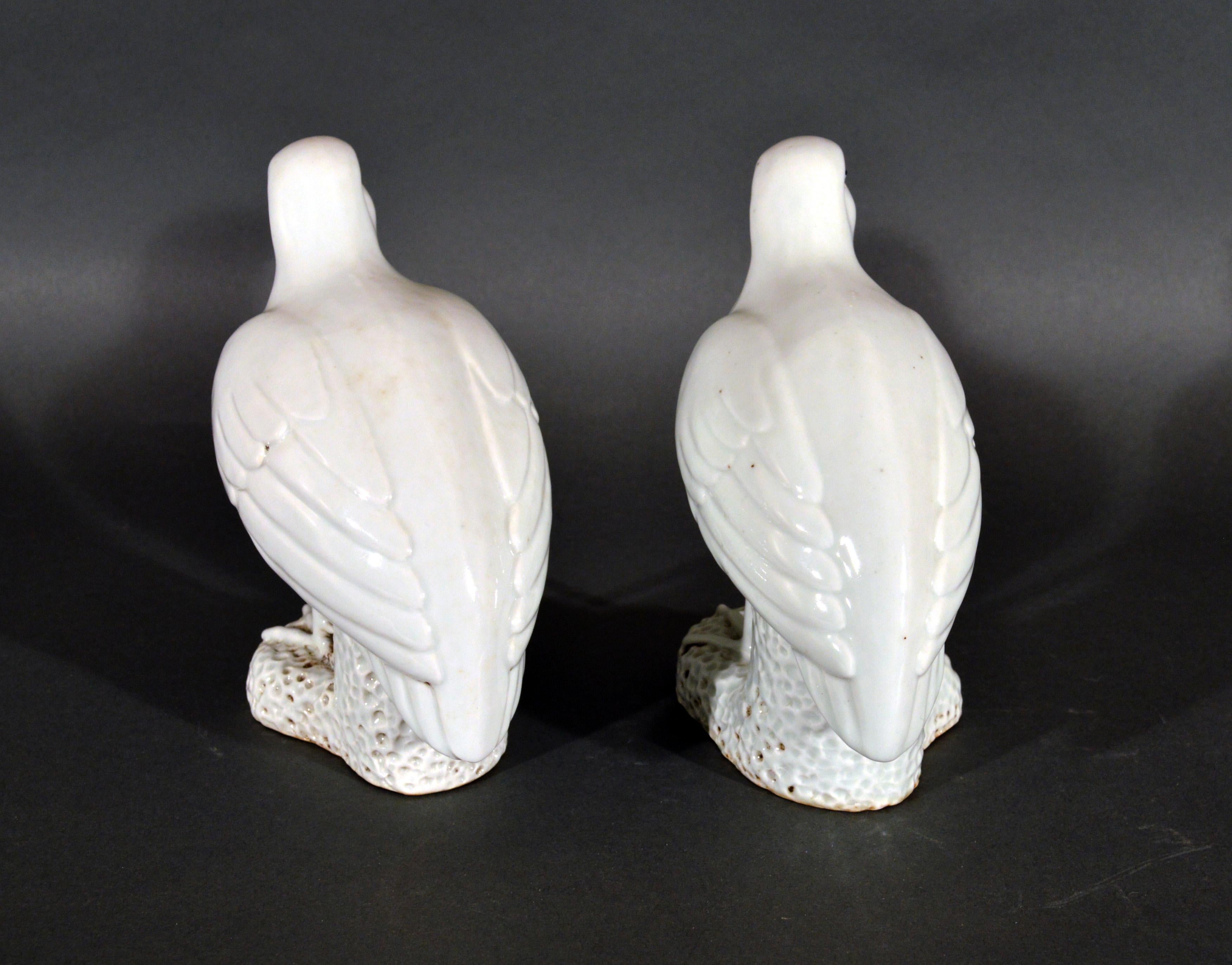 Chinese Export Porcelain Blanc de Chine Figures of Quail, 19th Century In Good Condition In Downingtown, PA