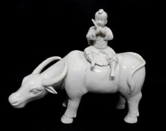 Chinese Export Porcelain Blanc de chine Water Buffalo with Child Riding