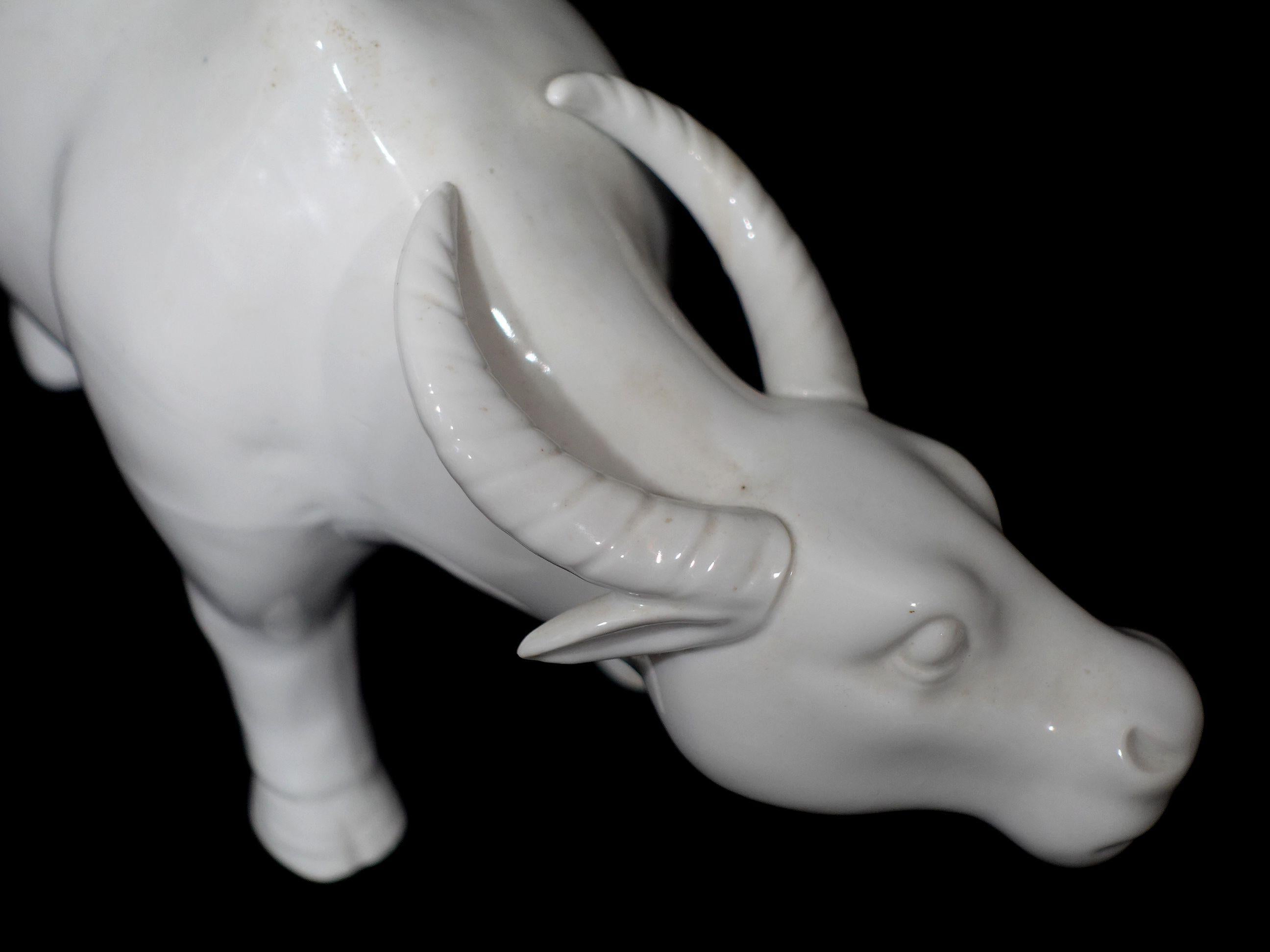 Chinese Export Porcelain Blanc de chine Water Buffalo with Child Riding For Sale 1