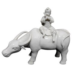 Chinese Export Porcelain Blanc de chine Water Buffalo with Child Riding
