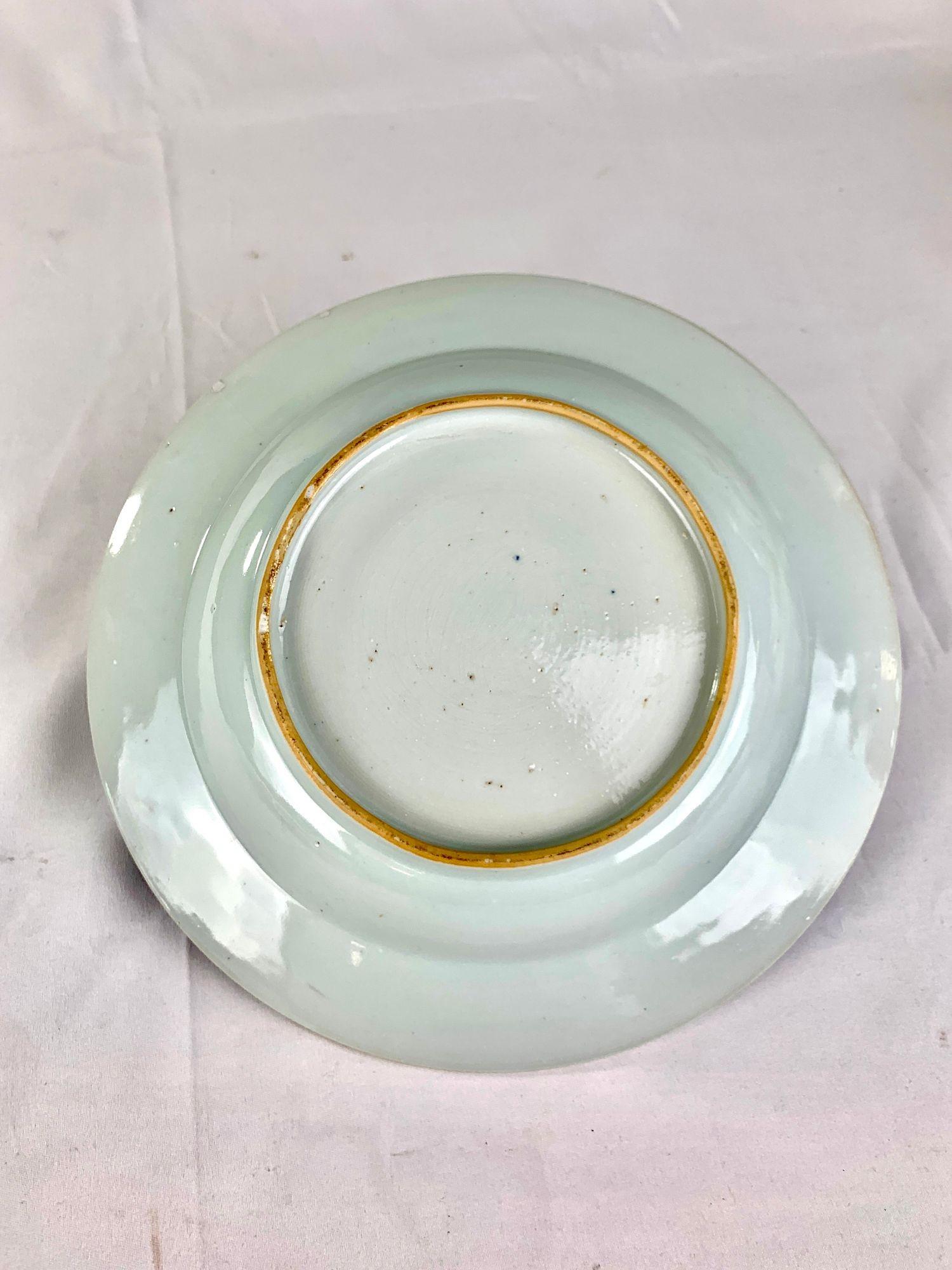 Plato de porcelana china de exportación azul y blanca con ciervo Siglo XVIII Circa 1780 Porcelana en venta
