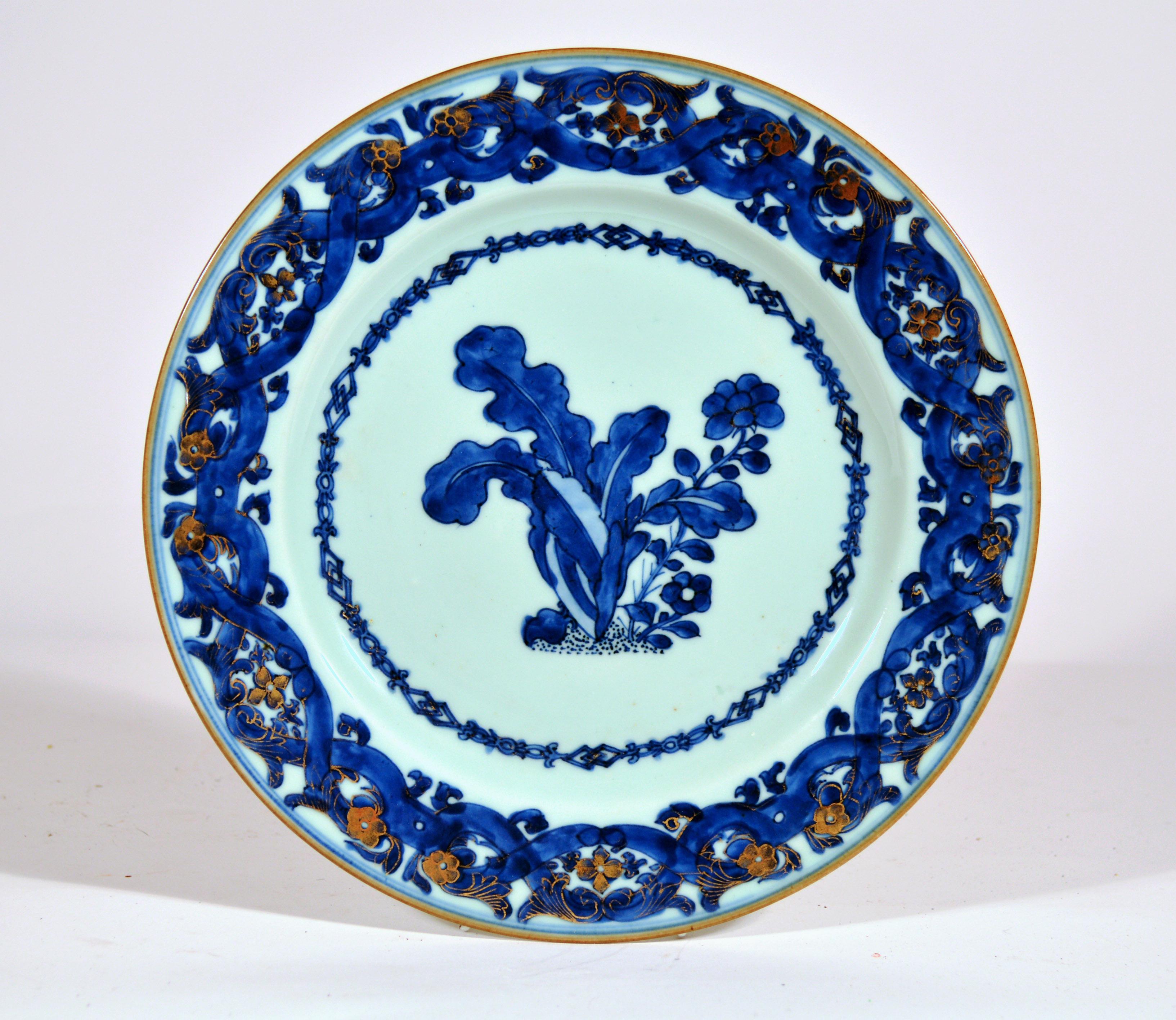 18th Century Chinese Export Porcelain Blue and White Porcelain After Maria Sybille Merian For Sale