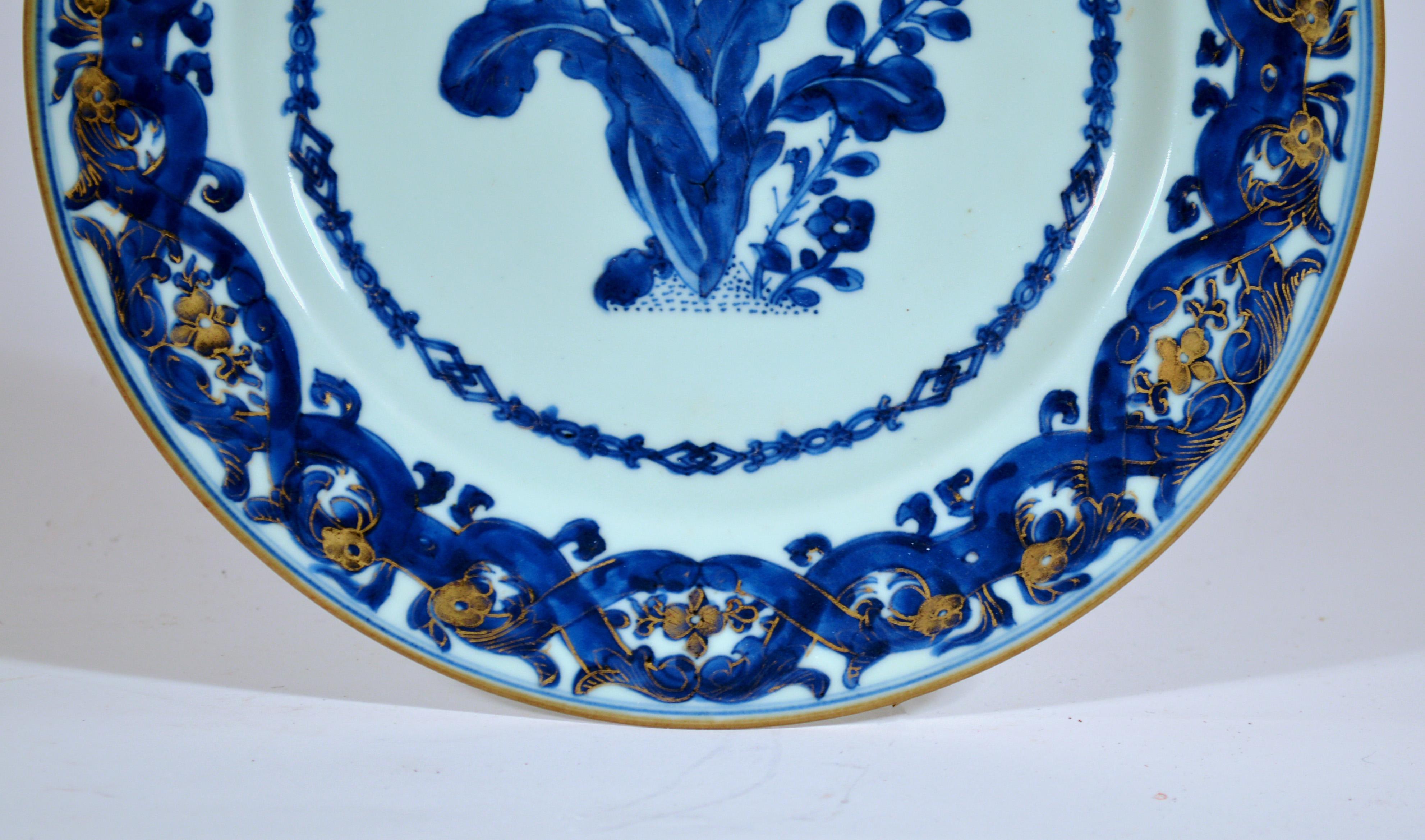Chinese Export Porcelain Blue and White Porcelain After Maria Sybille Merian For Sale 1