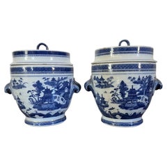 Chinese Export Porcelain Blue & White Fruit Coolers / Cachepots American Federal