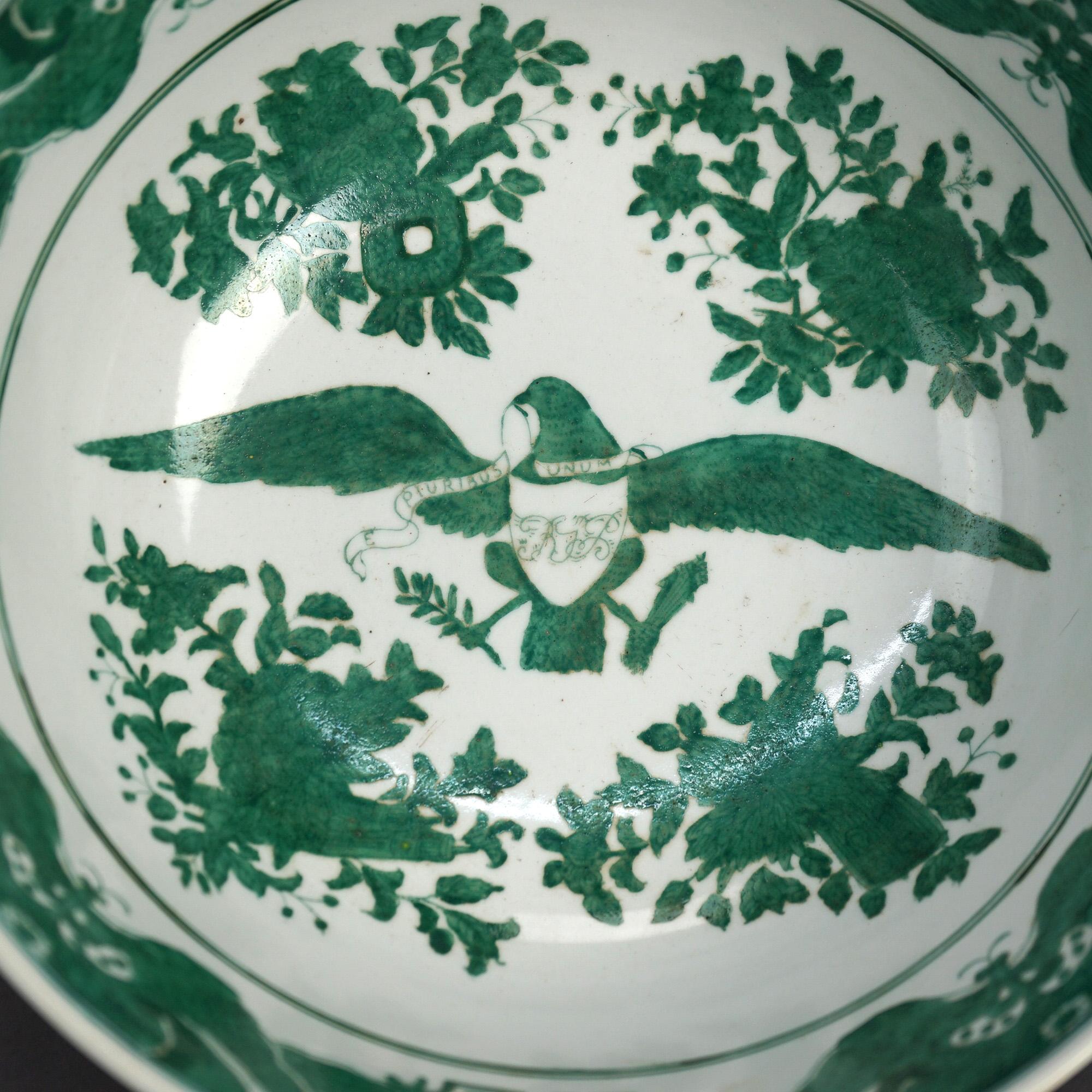 Chinese Export Porcelain Bowl With Eagle Design 20thC

Measures- 4.75''H x 10.25''W x 10.25''D