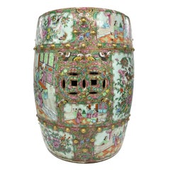 Chinese Export Porcelain Canton Famille Rose Medallion Garden Seat, ca. 1880