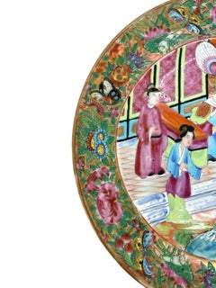 Chinesischer Export-Porzellanteller aus Rosen Mandarin, Kaiser und Hof, ca. 1840