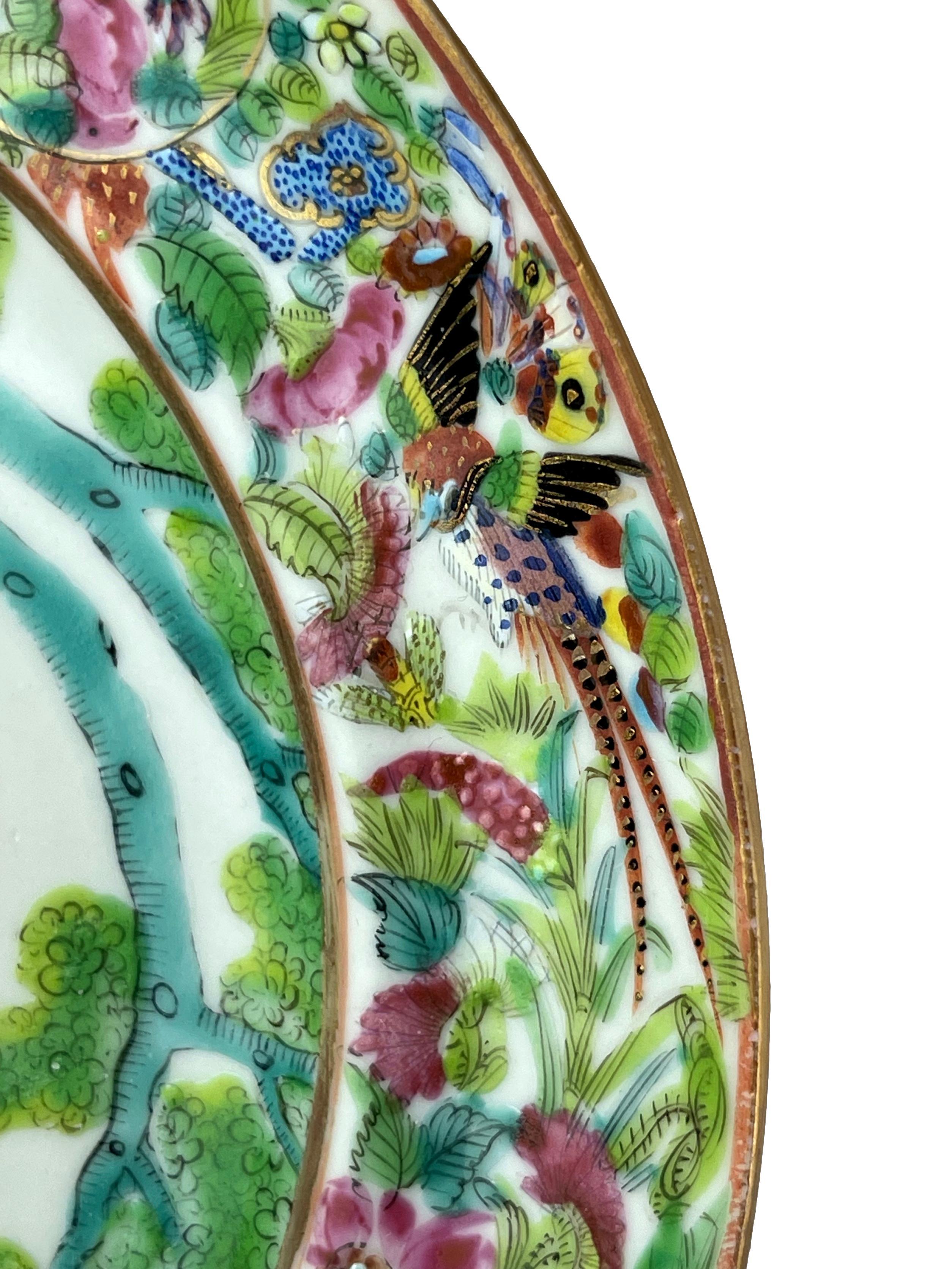 Chinese Export Porcelain Canton Famille Rose Plate, Wei Qi Players, ca. 1840 2