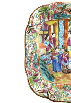 Chinese Export Porcelain Canton Famille Rose Square Dish, ca. 1820.