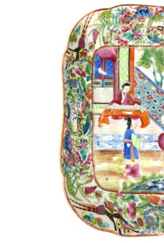 Chinese Export Porcelain Canton Famille Rose Square Dish, ca. 1820