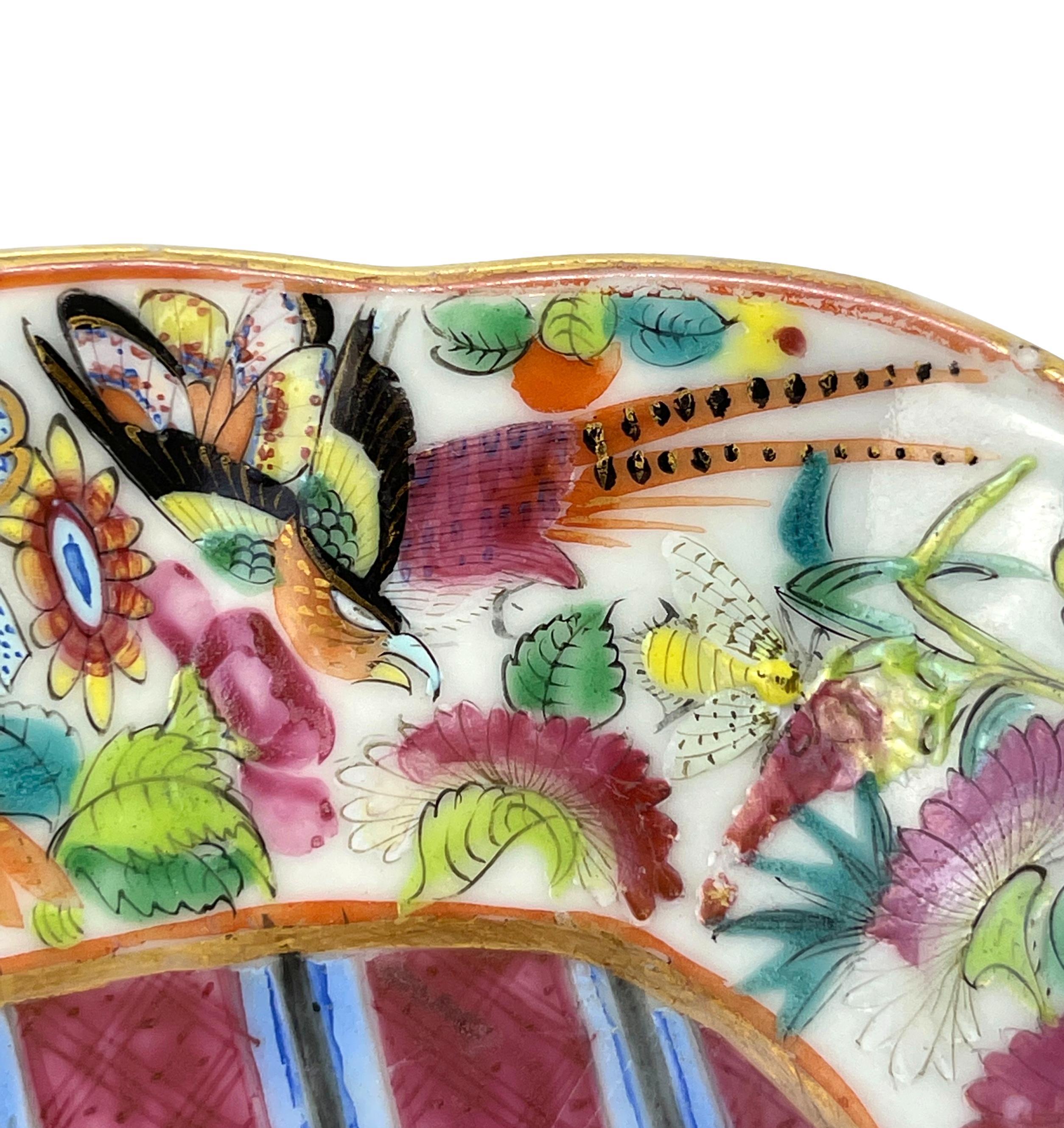 19th Century Chinese Export Porcelain Canton Famille Rose Square Dish, ca. 1820.