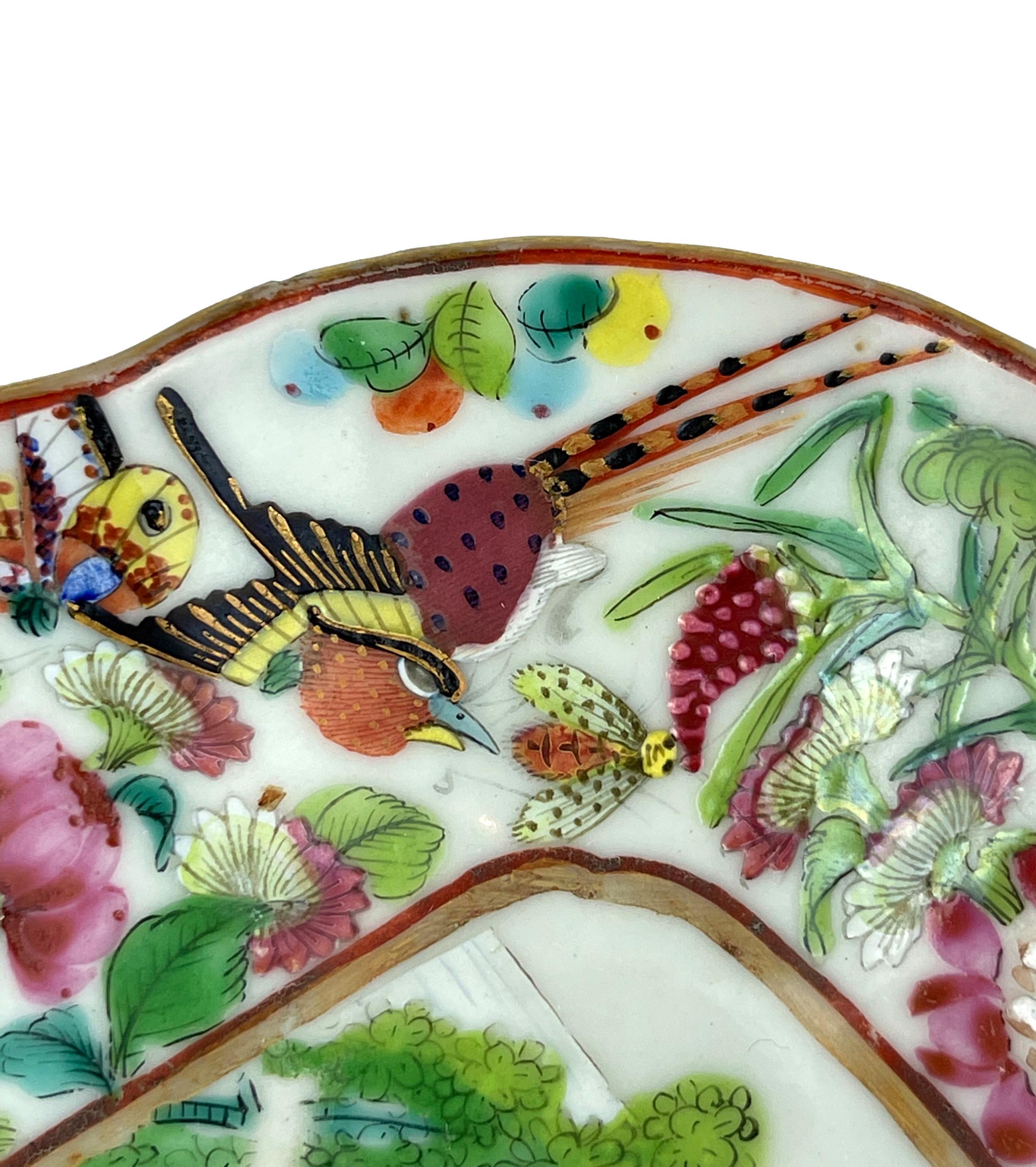 19th Century Chinese Export Porcelain Canton Famille Rose Square Dish, ca. 1820