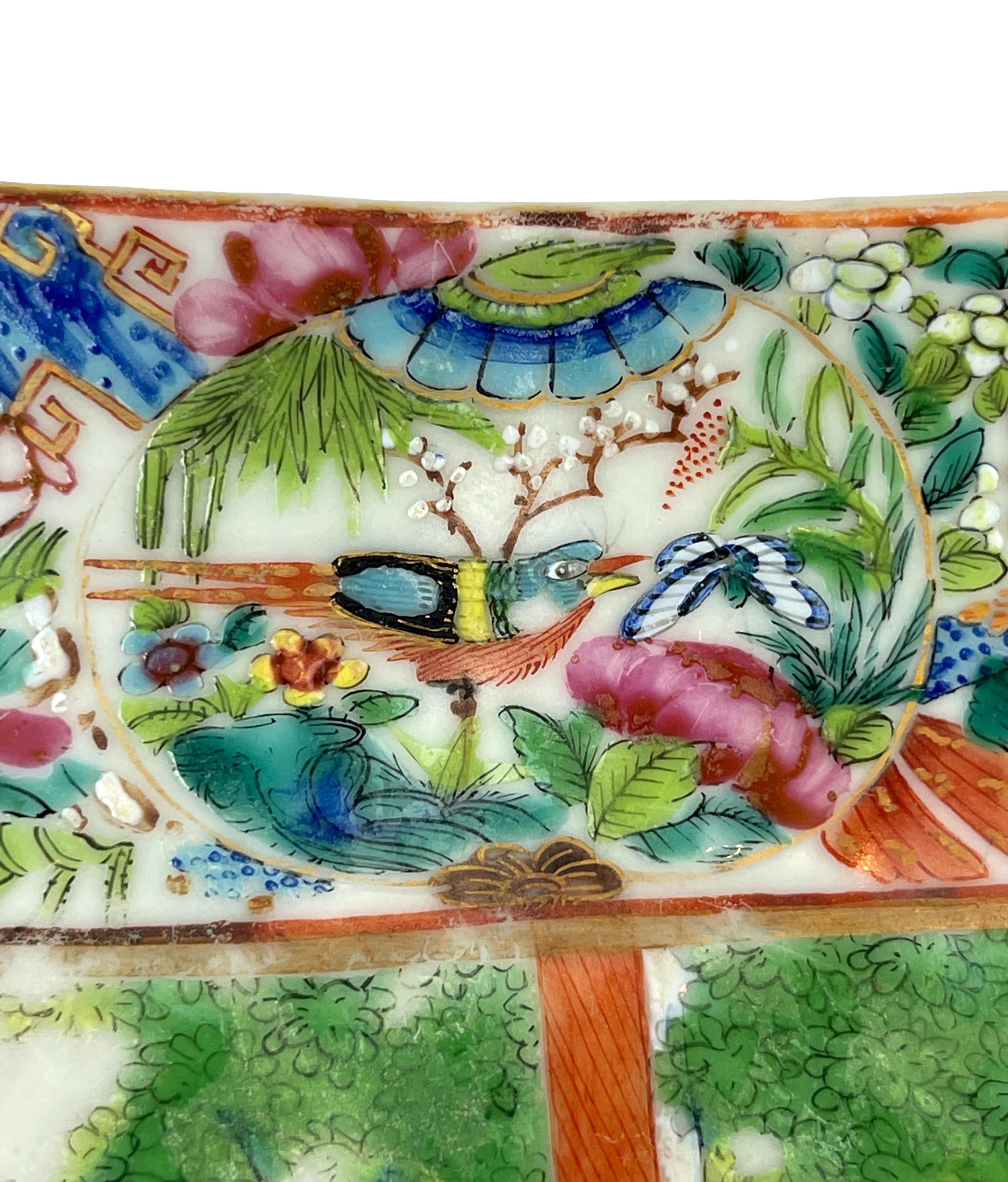 Chinese Export Porcelain Canton Famille Rose Square Dish, ca. 1820 1