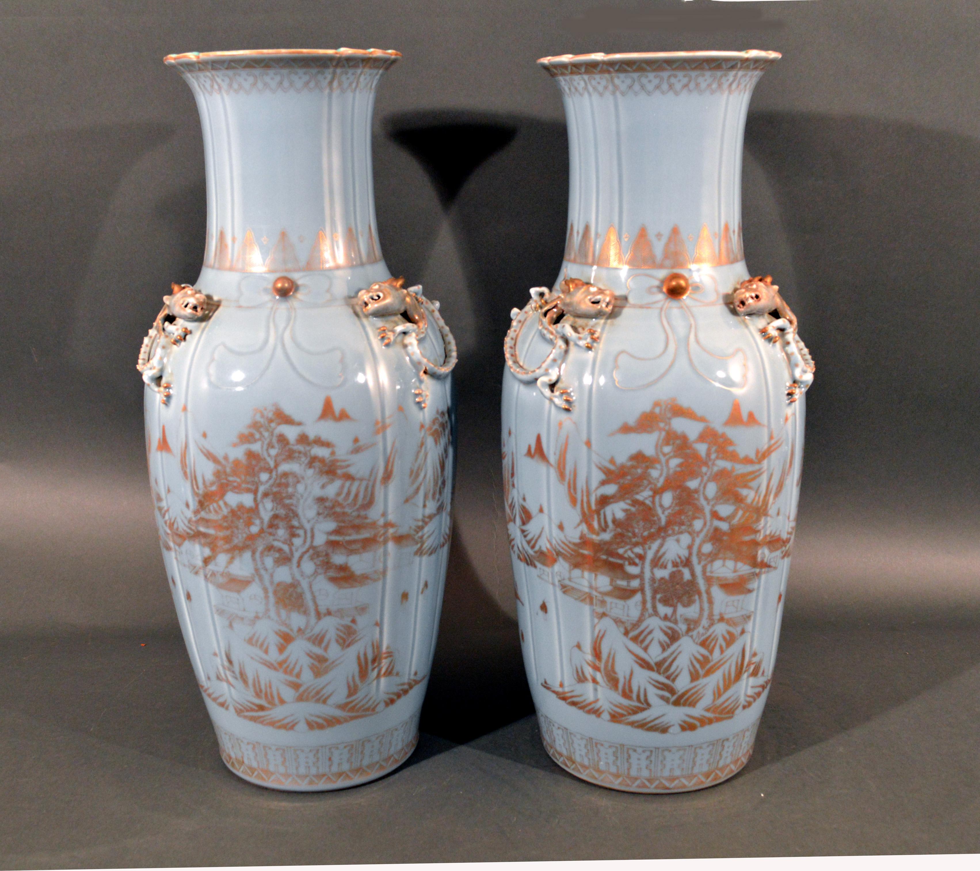 Chinese Export Porcelain Clare De Lune Blue Vases, Mid-19th Century In Good Condition In Downingtown, PA