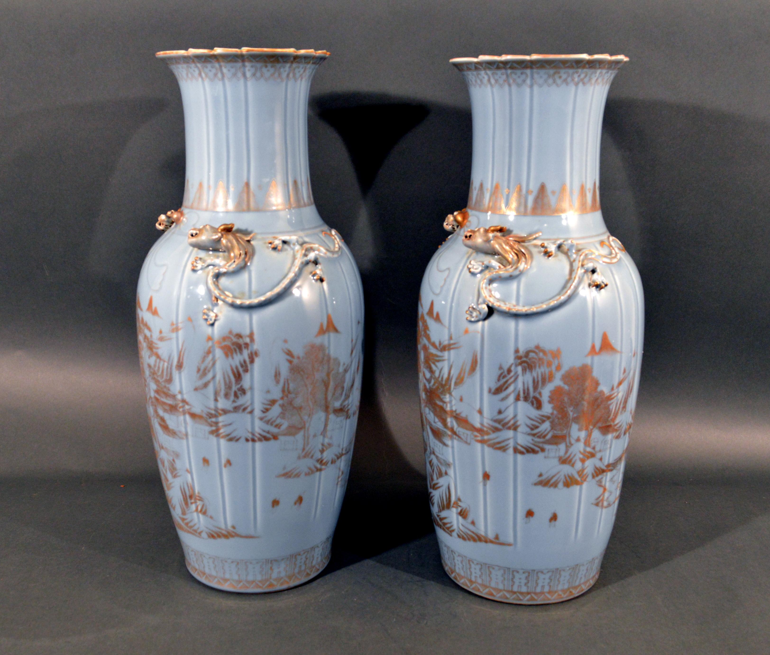 Chinese Export Porcelain Clare De Lune Blue Vases, Mid-19th Century 1
