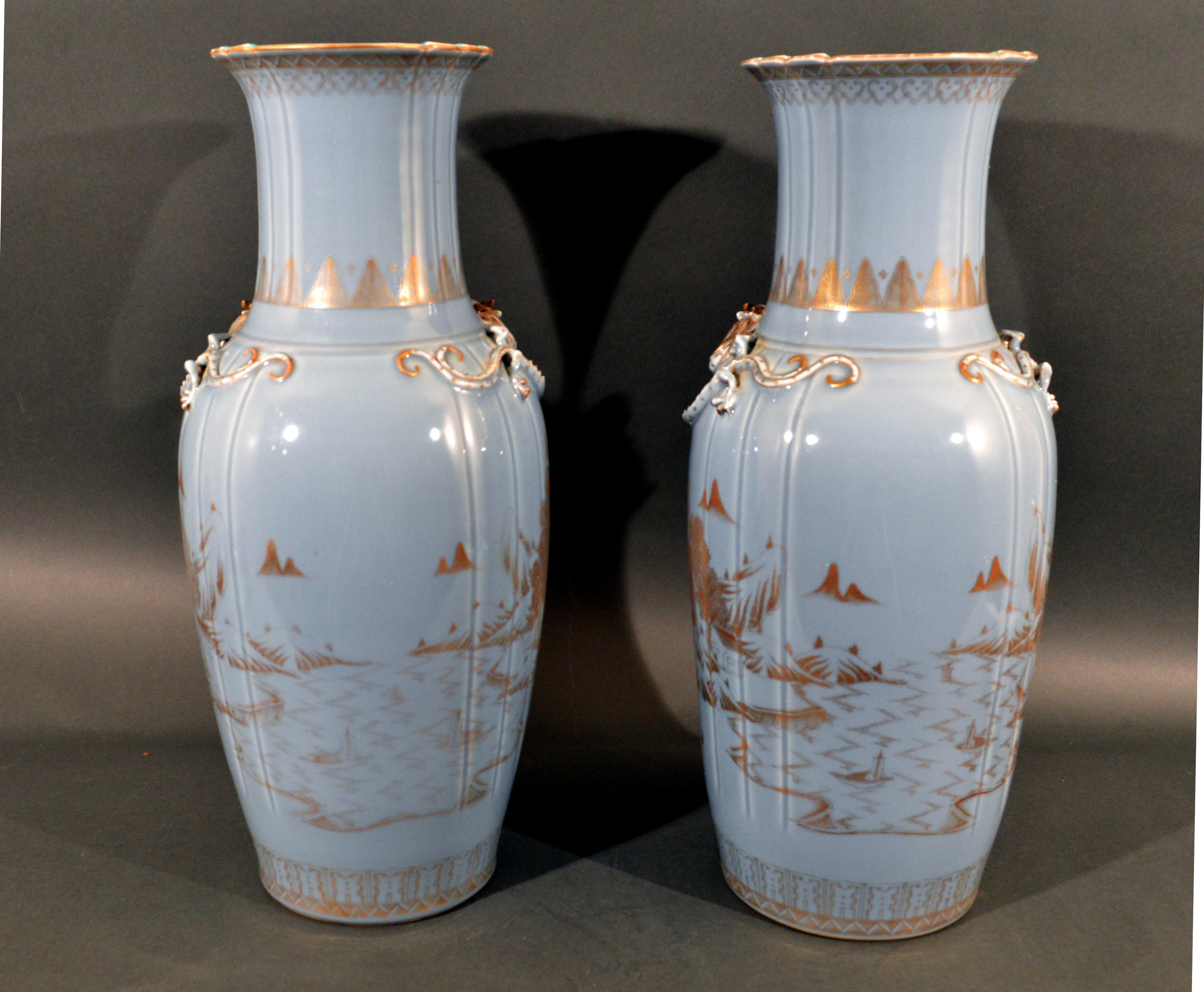 Chinese Export Porcelain Clare De Lune Blue Vases, Mid-19th Century 3