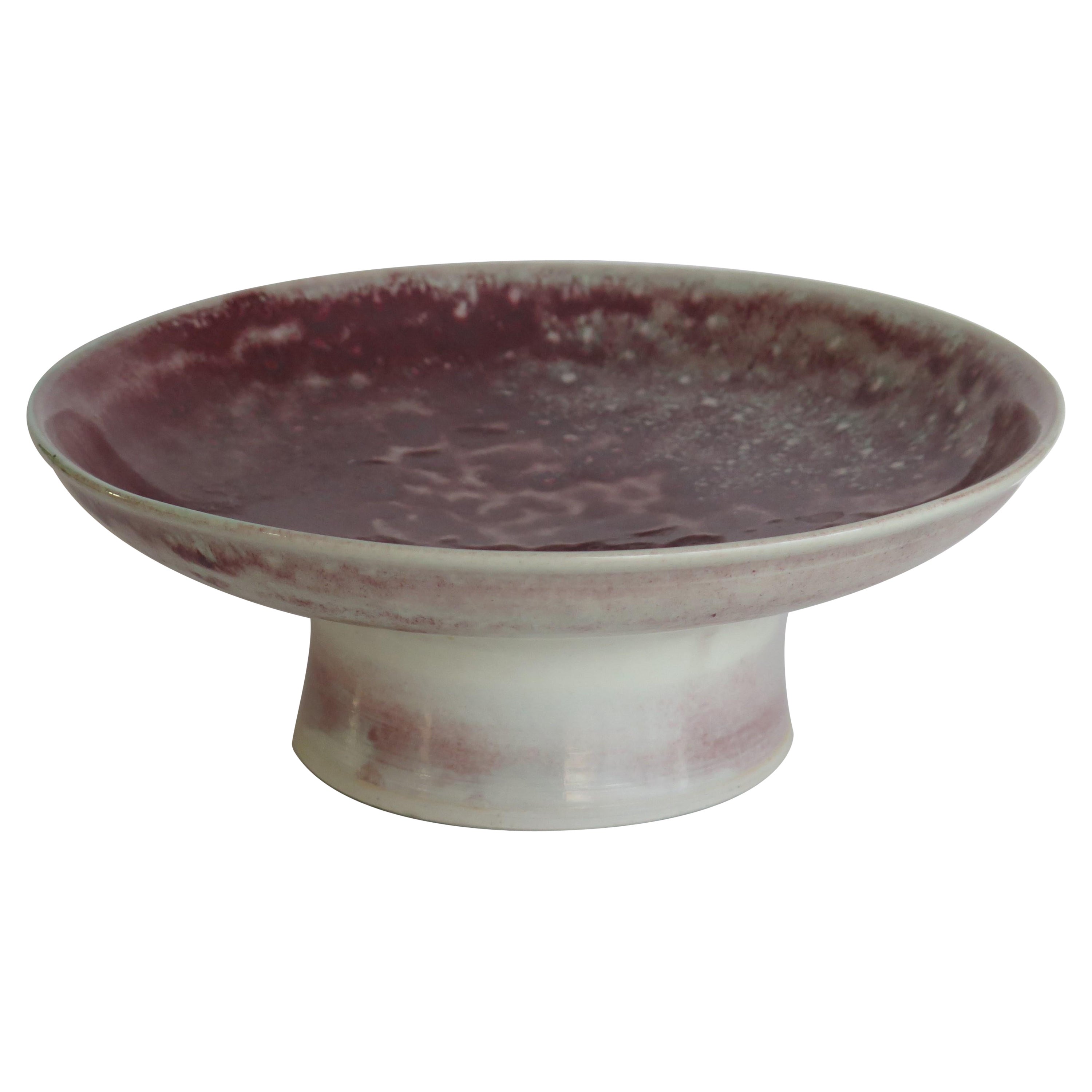 Chinese Export Porcelain Large Comport Sang-de-boeuf mottled red , Ca 1940
