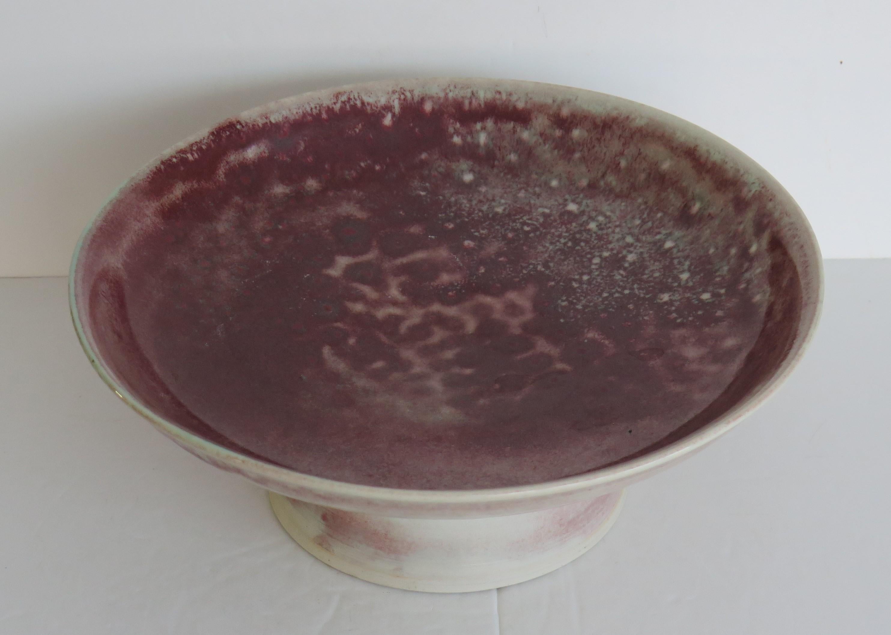 This is a very decorative Chinese Export Comport on a footed base, with a monochrome ox blood red 