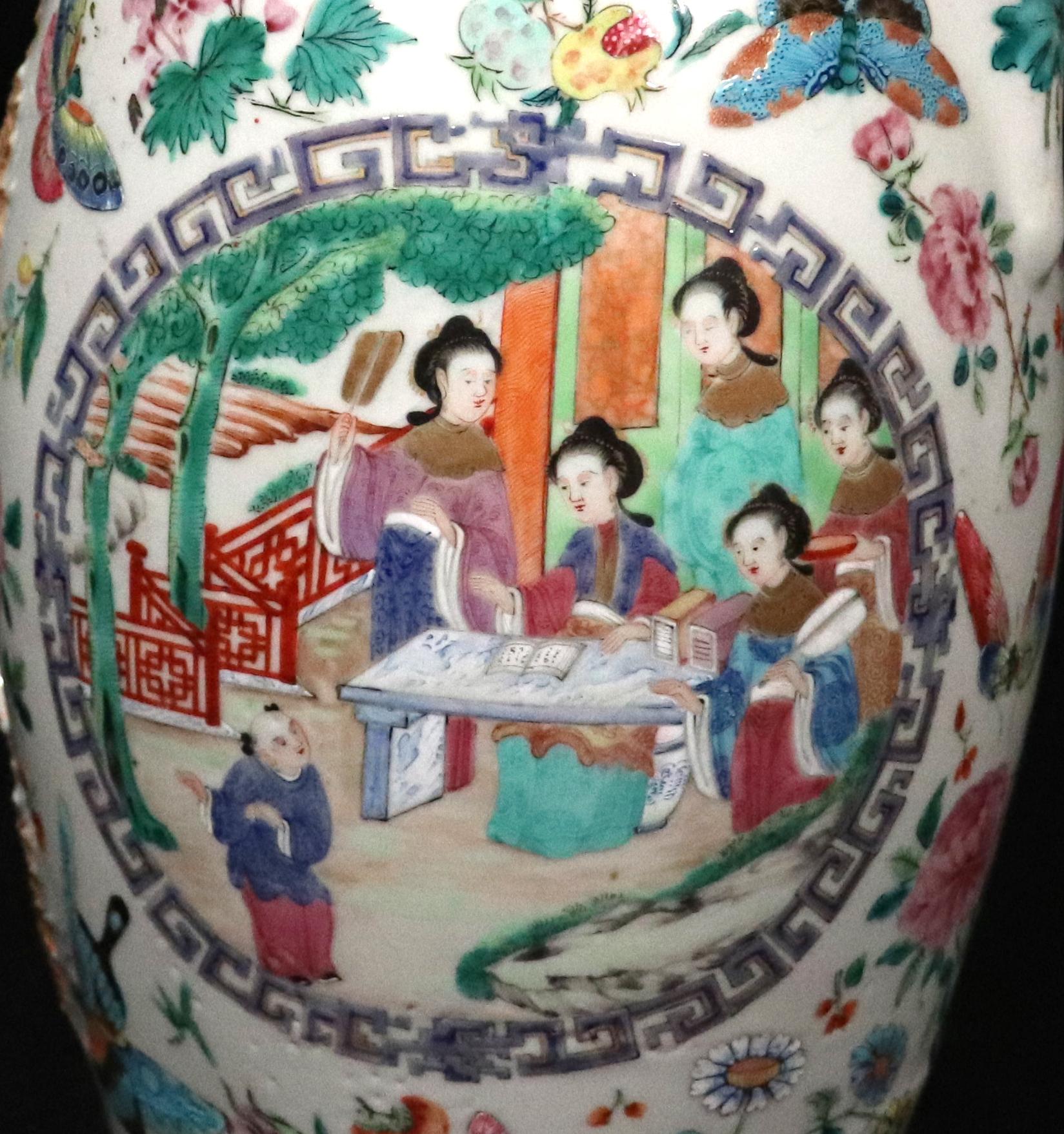 Chinese Export Porcelain Covered Rose Mandarin Cider Jug For Sale 6
