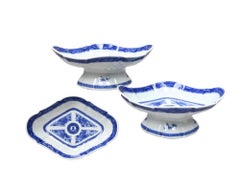 Chinese Export Porcelain Crested Blue Fitzhugh Tazzas- The Kiddell or Alexander