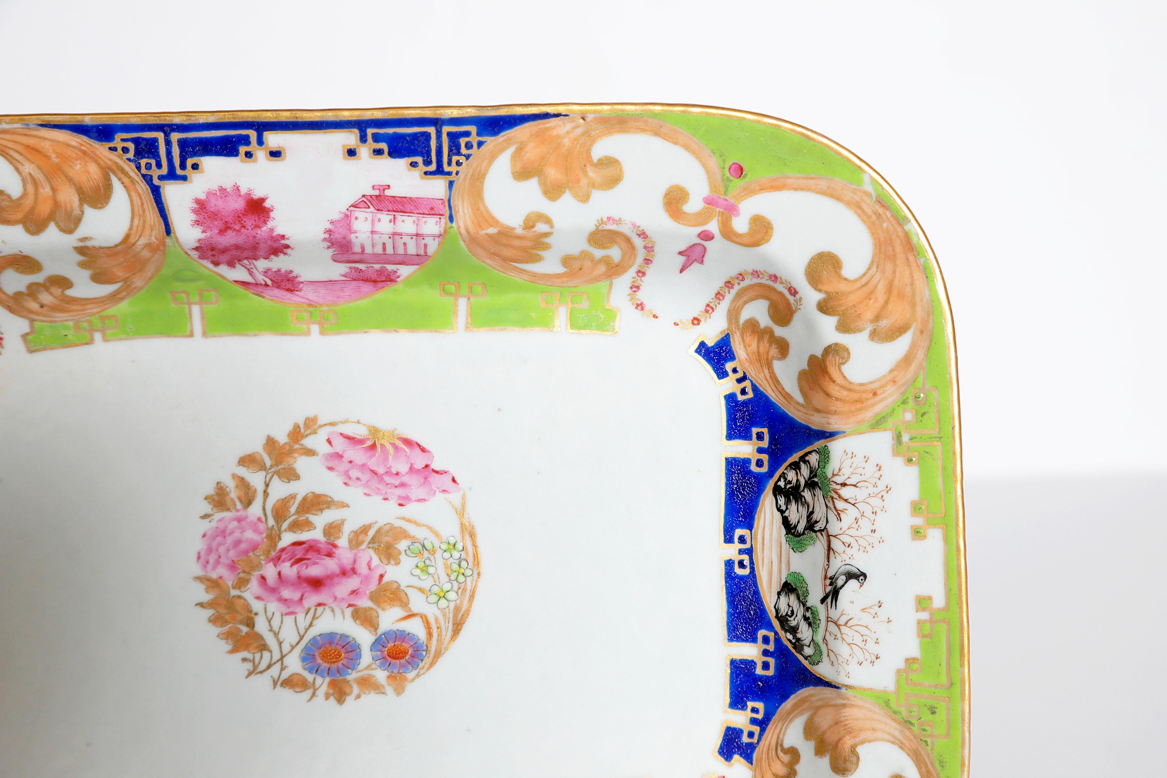 18th Century and Earlier Chinese Export Porcelain Dish or Small Rectangular Platter
