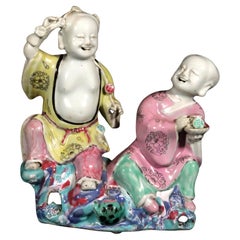 Chinese Export Porcelain Double Boy Figure Group of Hehe Erxian