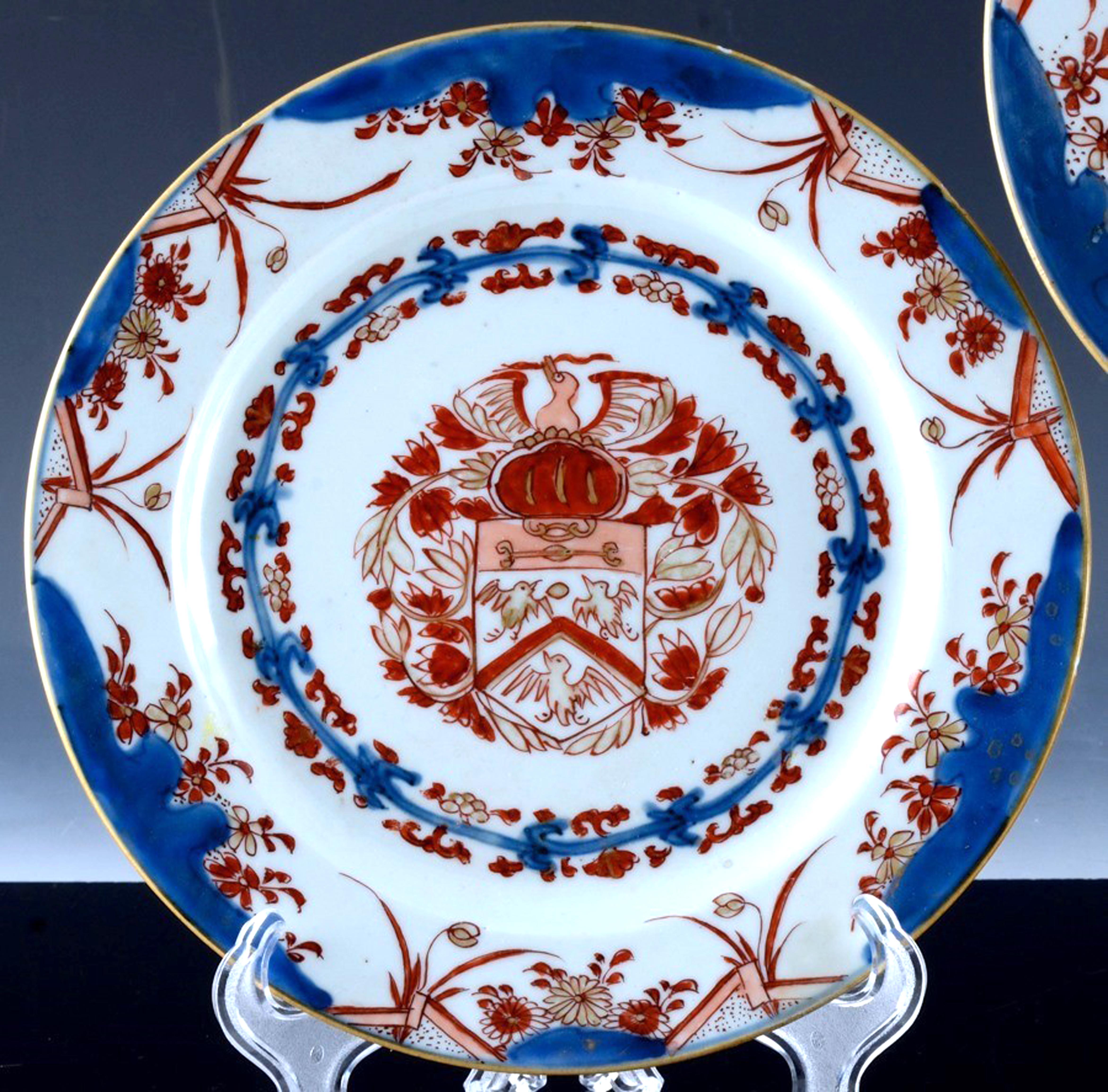 Chinese Export Porcelain Early Armorial Plates, Arms of Van Gellicum, Kangxi 6