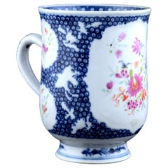 Chinese Export Porcelain Famille Rose and Blue Tankard, circa 1775