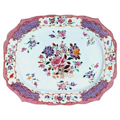 Chinese Export Porcelain Famille Rose Botanical Large Dish
