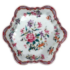 Chinese Export Porcelain Famille Rose Botanical Teapot Stand