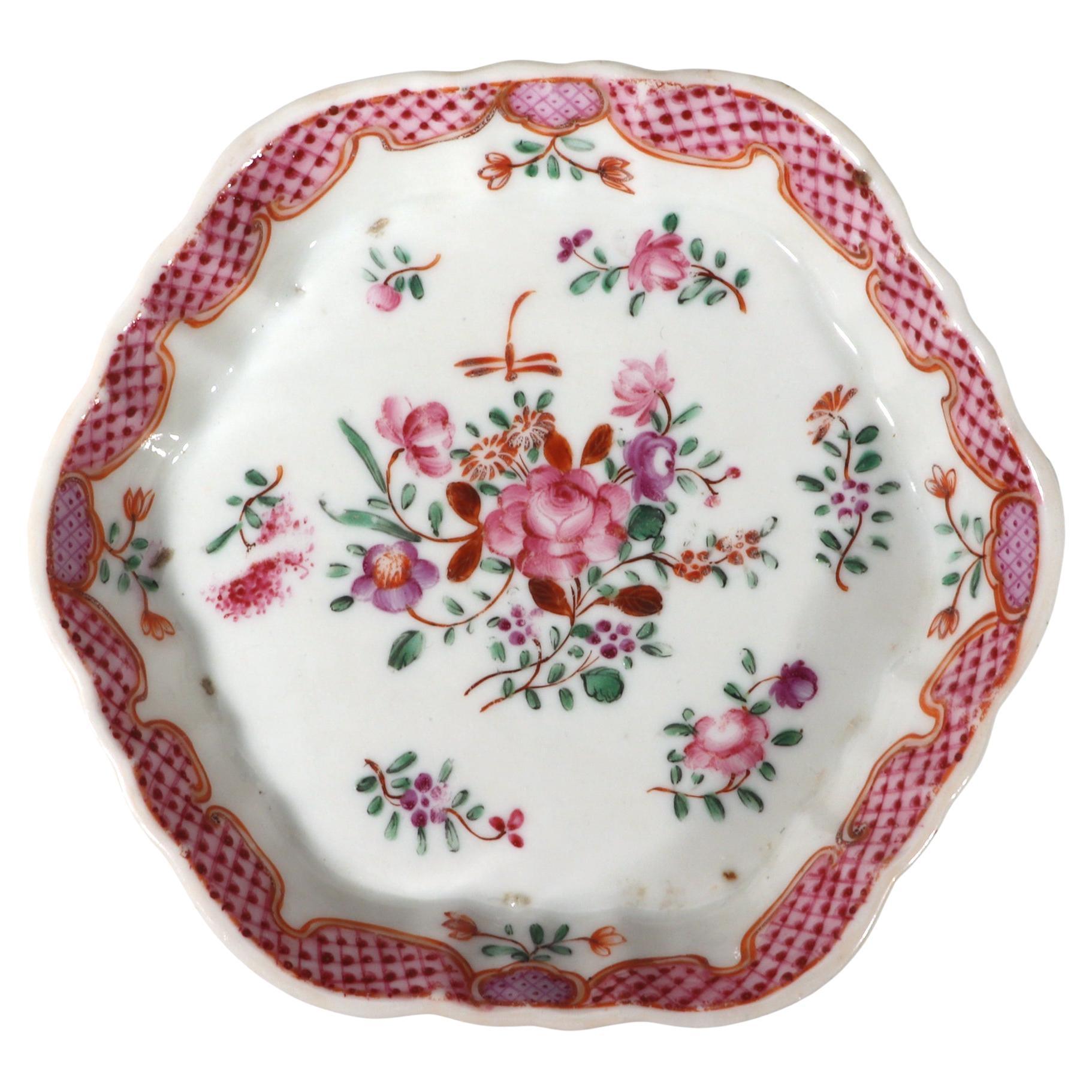 Chinese Export Porcelain Famille Rose Botanical Teapot Stand For Sale