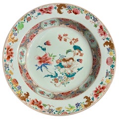Chinese Export Porcelain Famille Rose Large Deep Dish, 18th Century, China