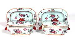 Chinese Export Porcelain Famille Rose Sauce Tureens, Covers & Stands