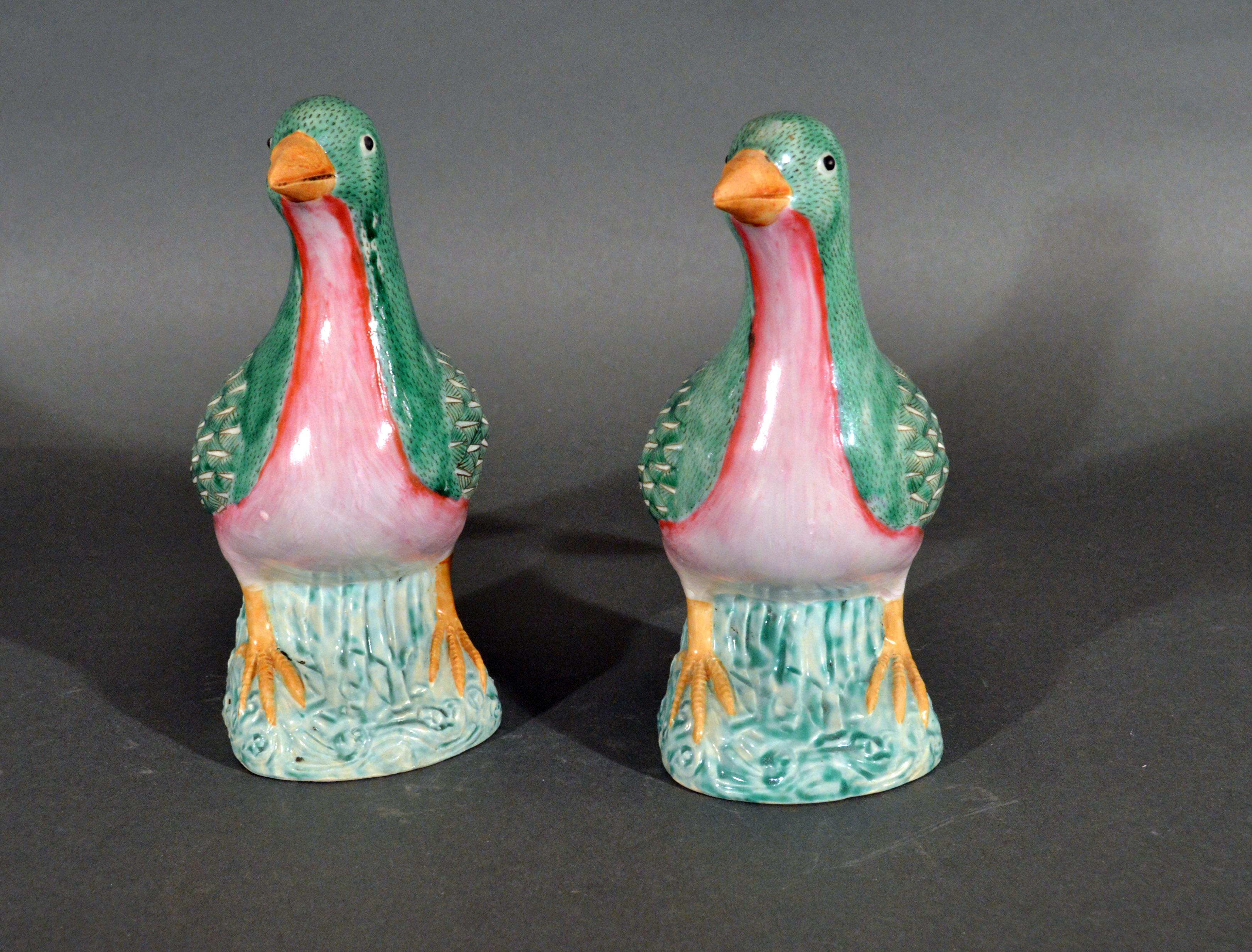 19th Century Chinese Export Porcelain Figures of Doves