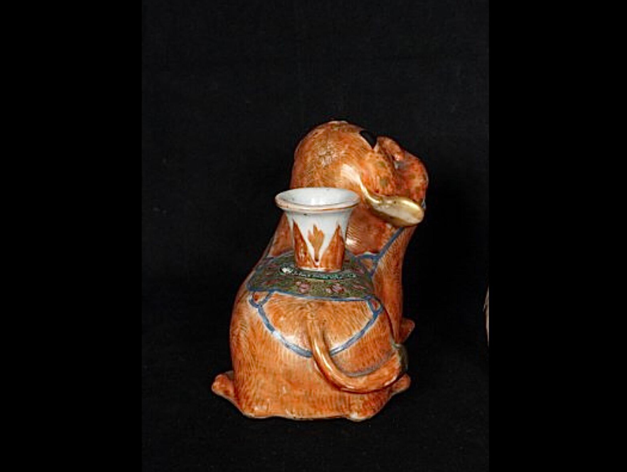 Chinese Export Porcelain Foo Dog Candlestick For Sale 2
